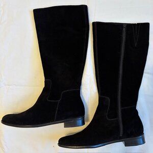 Talbots Black Suede Seamed Low Heel Tall Boots Size 7.5B